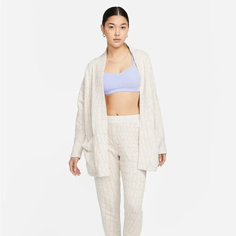 Nike Yoga Therma-FIT Luxe Reversible Jacquard Top In Cream and Pink - Sz 1X NWT